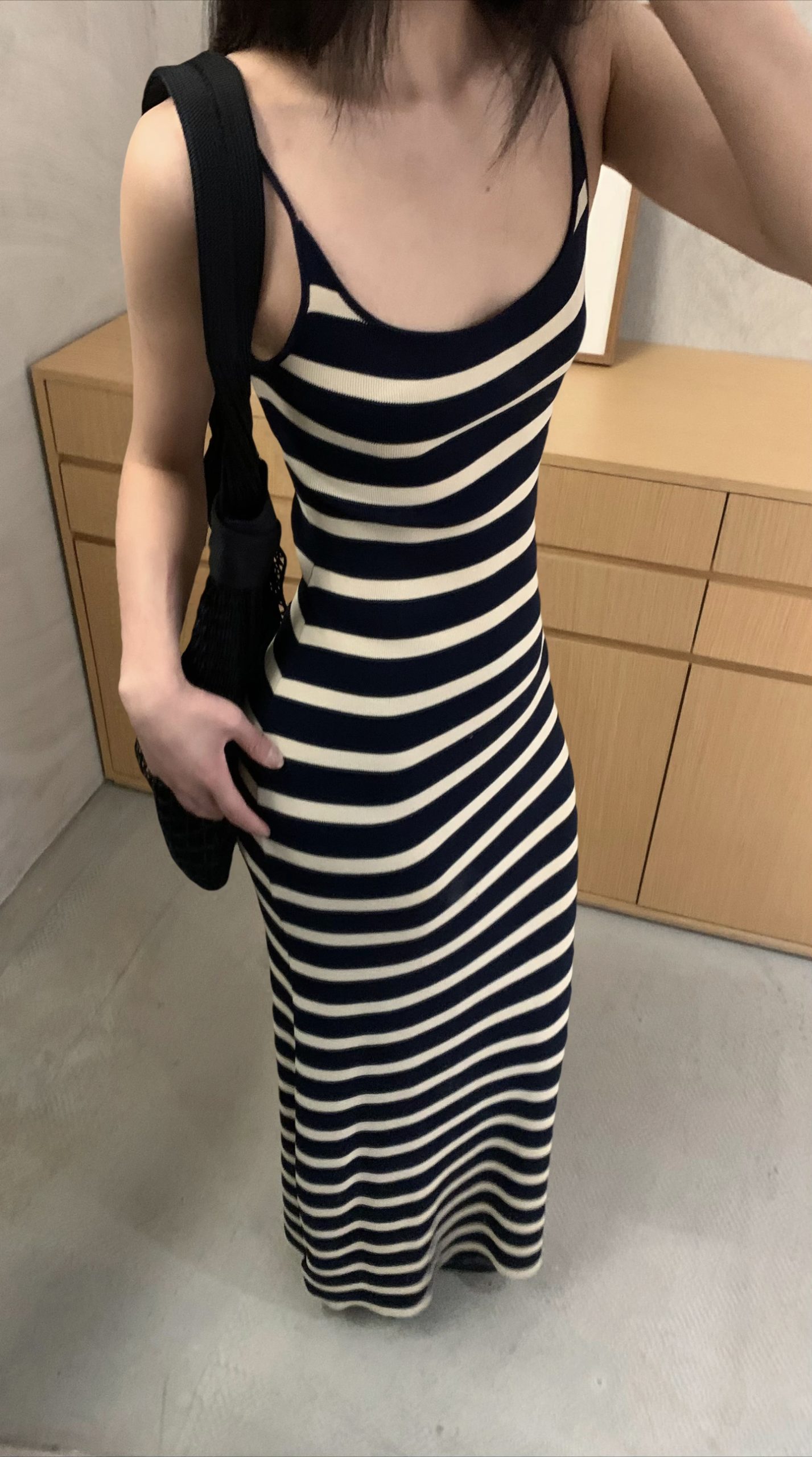 Striped Knitted Dress Women's New Summer Slimming Hip-Covering Long Dress - Image 4