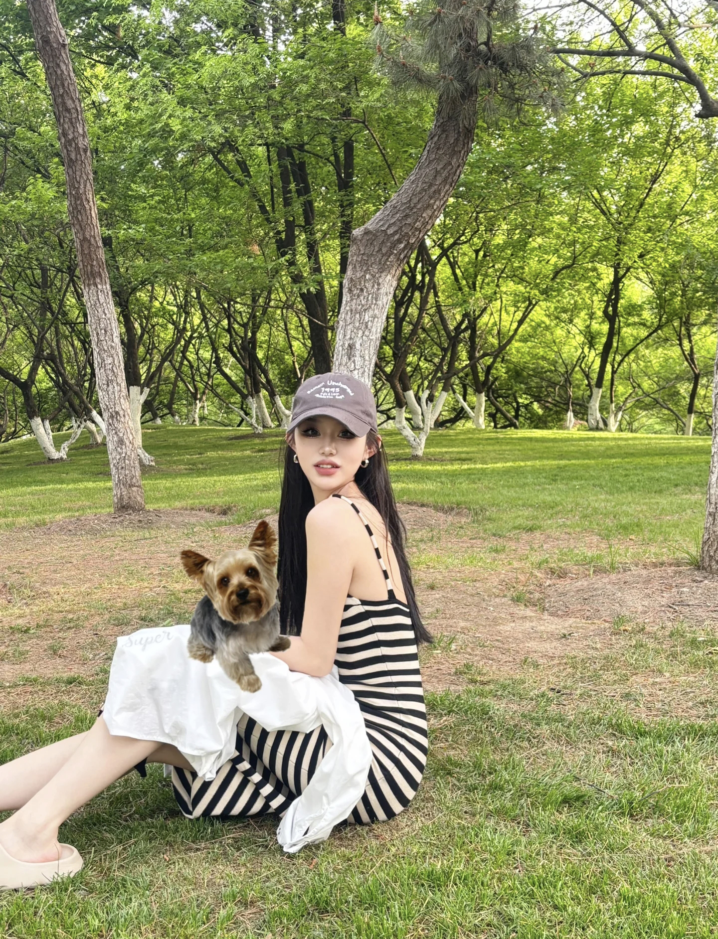 Sexy Knitted Striped Cami Long Dress with Slit for Beach Vacation - Image 3