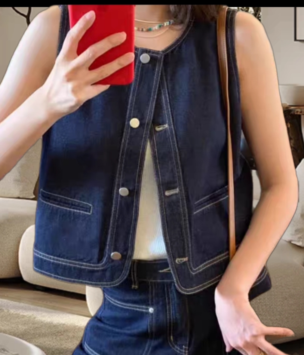 New Korean Style High Quality Soft Denim Vest Tank Top