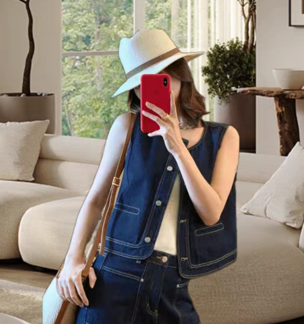 New Korean Style High Quality Soft Denim Vest Tank Top - Image 2