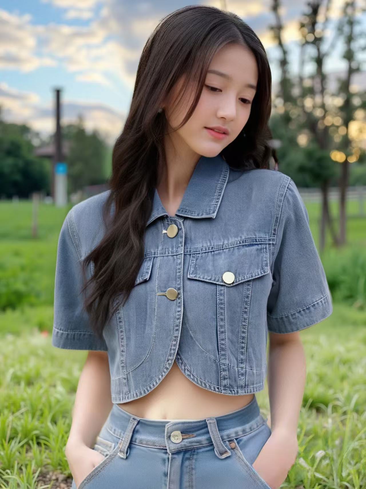 Summer New Hong Kong Style Soft Denim Jacket for Women Petite Friendly Versatile Denim Top - Image 4