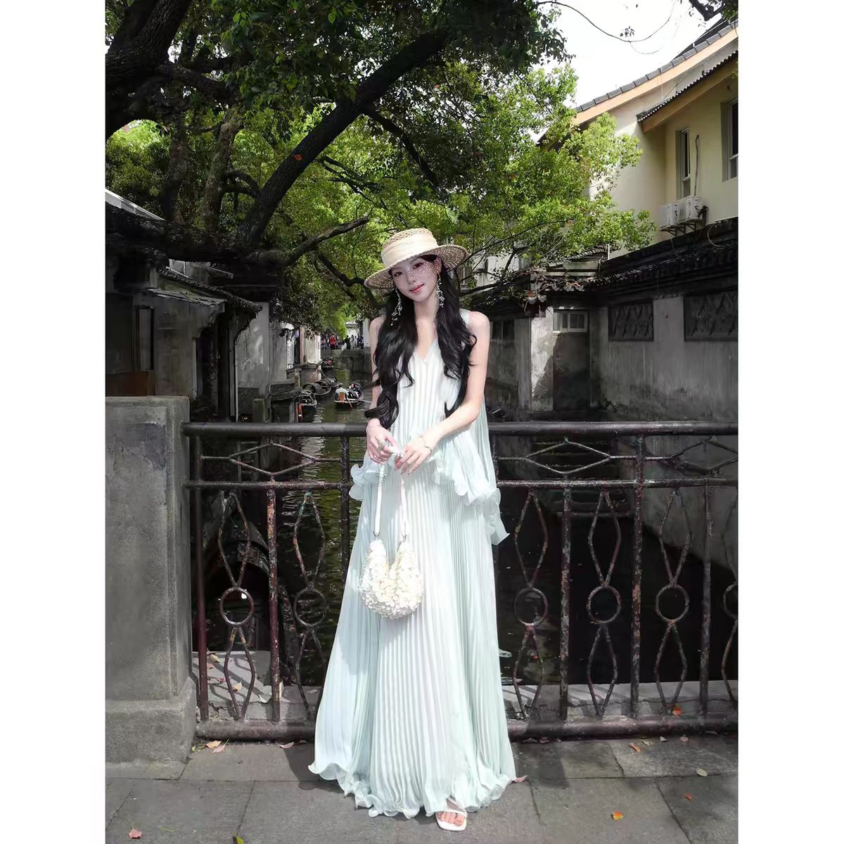ICELOLLY Vacation Style Sheer Cami Dress for Women