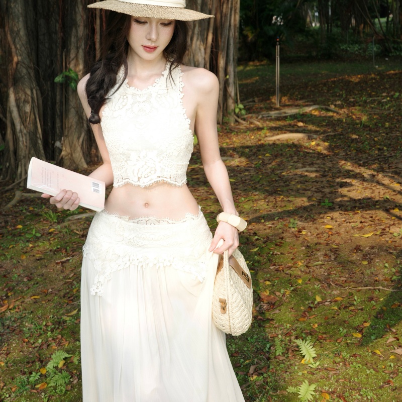 Elegant Sweet Eyelash Lace Top and Long Skirt Two-Piece Set for Women - Style 94091f - Image 5