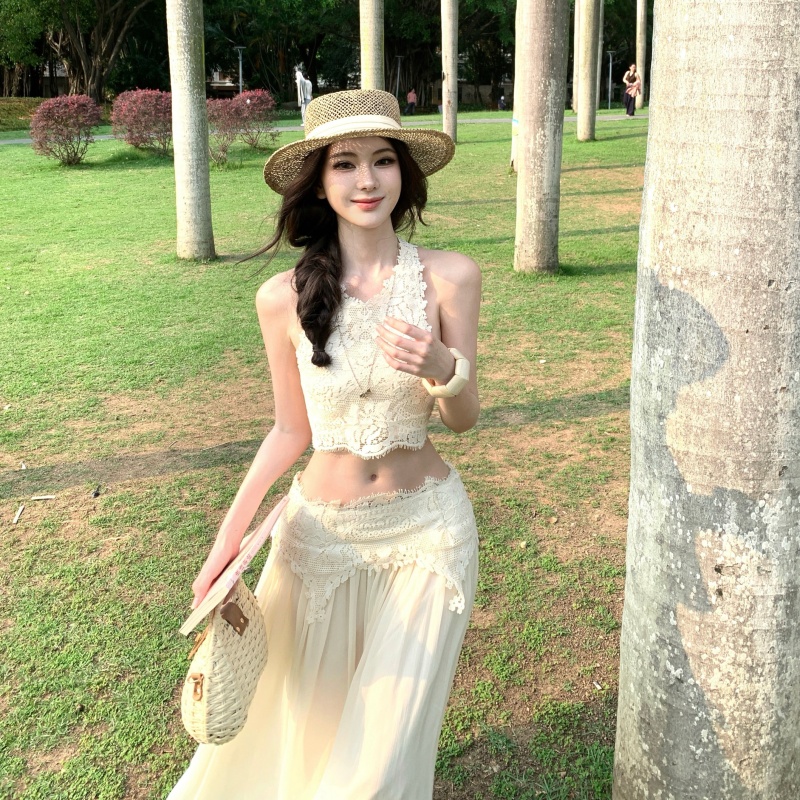 Elegant Sweet Eyelash Lace Top and Long Skirt Two-Piece Set for Women - Style 94091f - Image 4