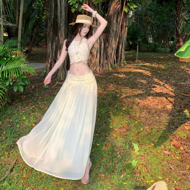 Elegant Sweet Eyelash Lace Top and Long Skirt Two-Piece Set for Women - Style 94091f - Image 2