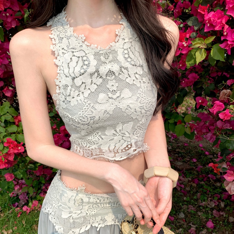 Elegant Sweet Eyelash Lace Top and Long Skirt Two-Piece Set for Women - Style 94097b - Image 3