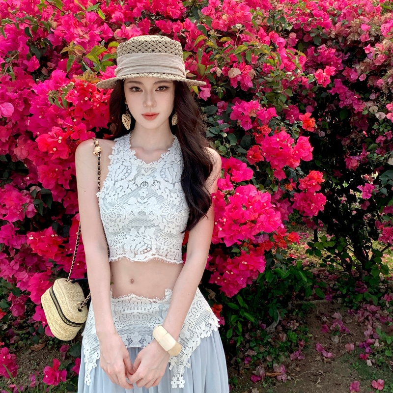Elegant Sweet Eyelash Lace Top and Long Skirt Two-Piece Set for Women - Style 94097b - Image 5