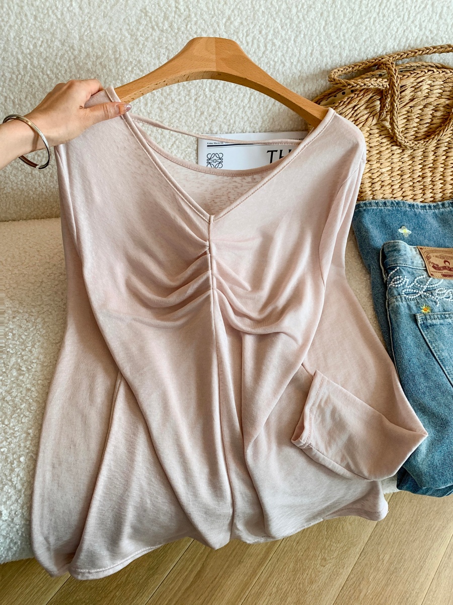 Korean Minimalist Knot Front and Back Wear Light Sun Protection Long Sleeve T-Shirt for Women - Style cbd605