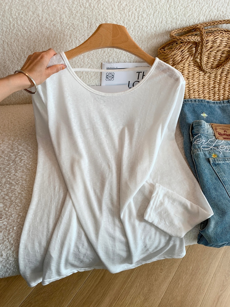 Korean Minimalist Knot Front and Back Wear Light Sun Protection Long Sleeve T-Shirt for Women - Style cbd605 - Image 4