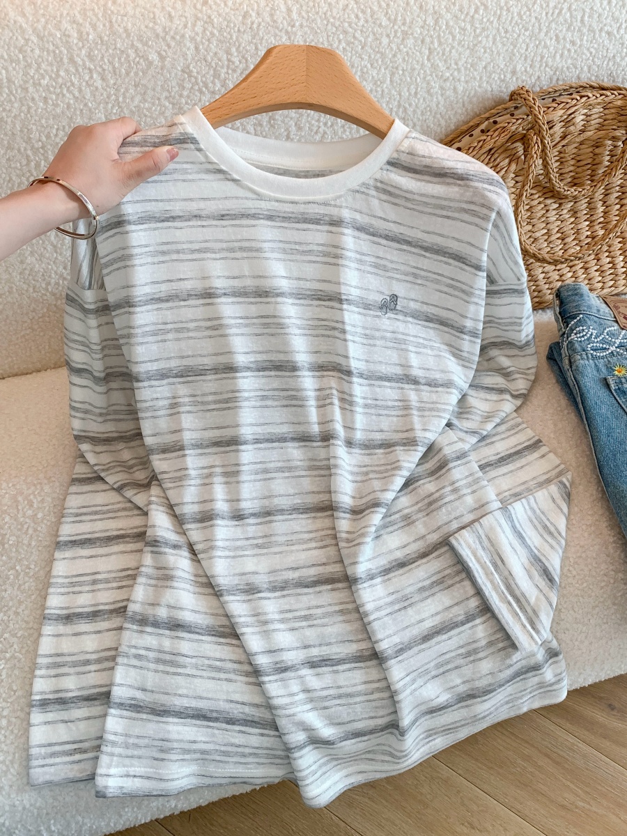 Women's Summer Striped Sun Protection Long Sleeve T-Shirt Lightweight Loose Breathable Top - Style ca4f3d - Image 2