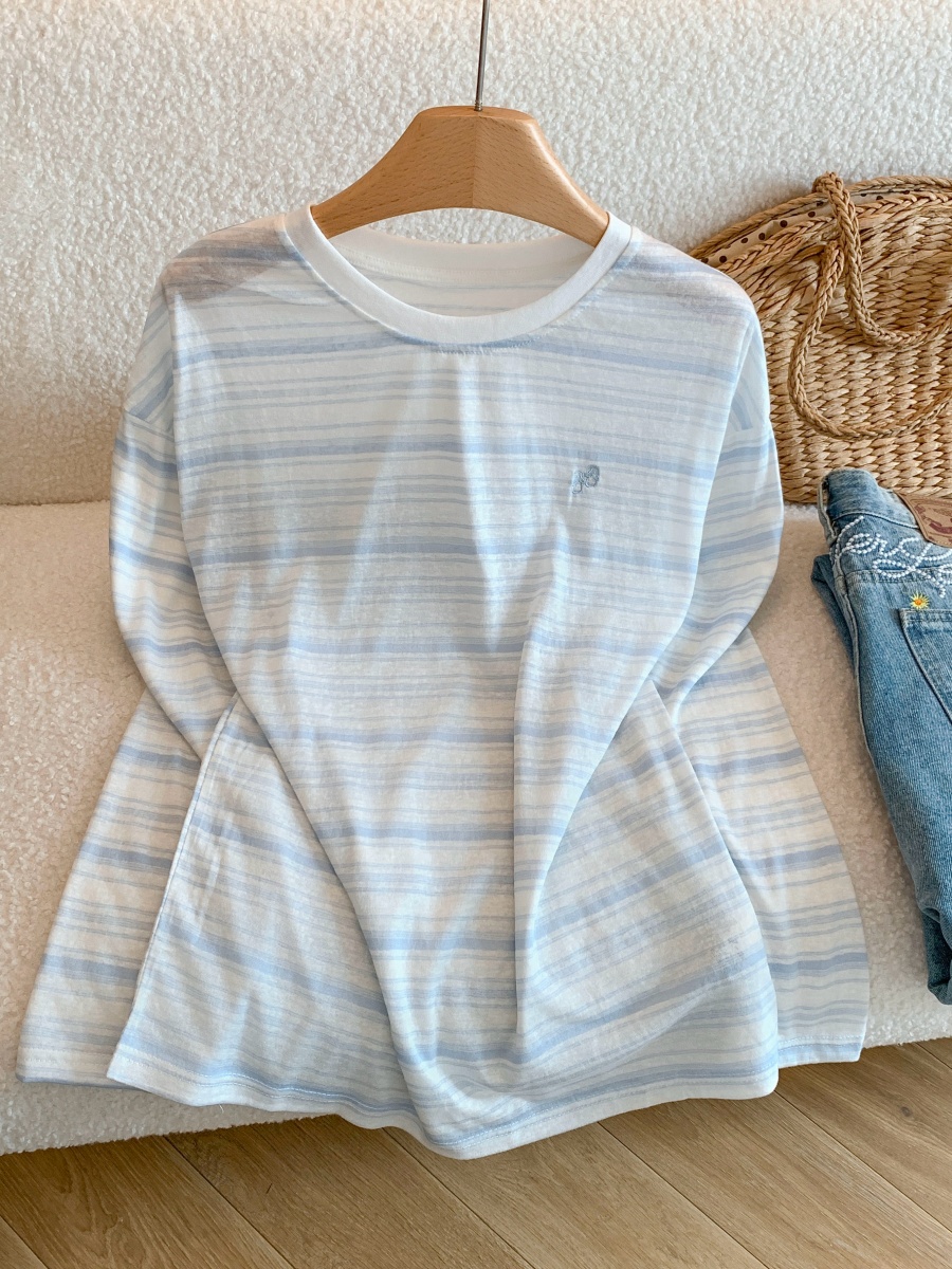 Women's Summer Striped Sun Protection Long Sleeve T-Shirt Lightweight Loose Breathable Top - Style ca4f3d - Image 4