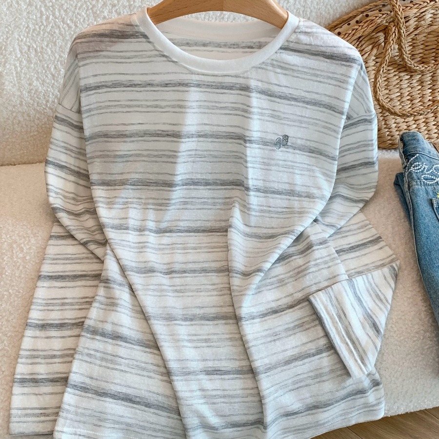 Women's Summer Striped Sun Protection Long Sleeve T-Shirt Lightweight Loose Breathable Top - Style ca4f3d - Image 5