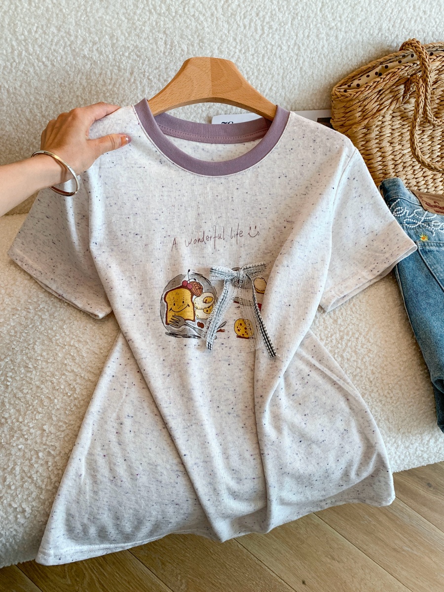 Cartoon Print Short Sleeve T-Shirt for Women Summer Loose Slimming Top - Style 0865a9 - Image 2