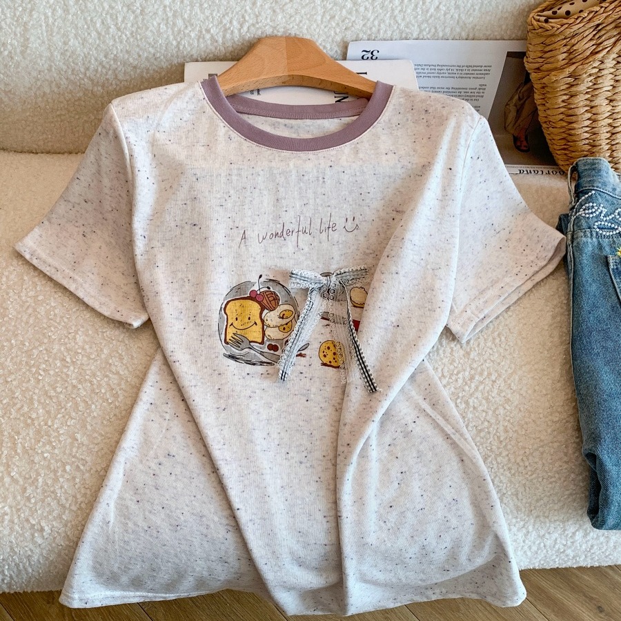 Cartoon Print Short Sleeve T-Shirt for Women Summer Loose Slimming Top - Style 0865a9 - Image 4