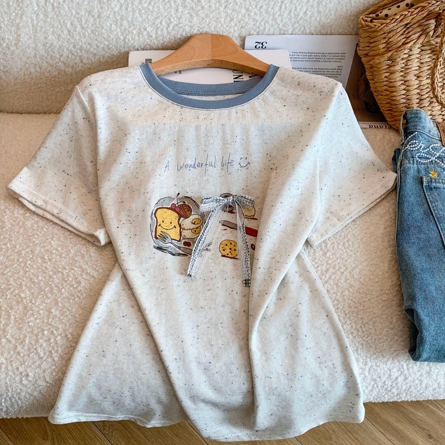 Cartoon Print Short Sleeve T-Shirt for Women Summer Loose Slimming Top - Style 0865a9 - Image 5